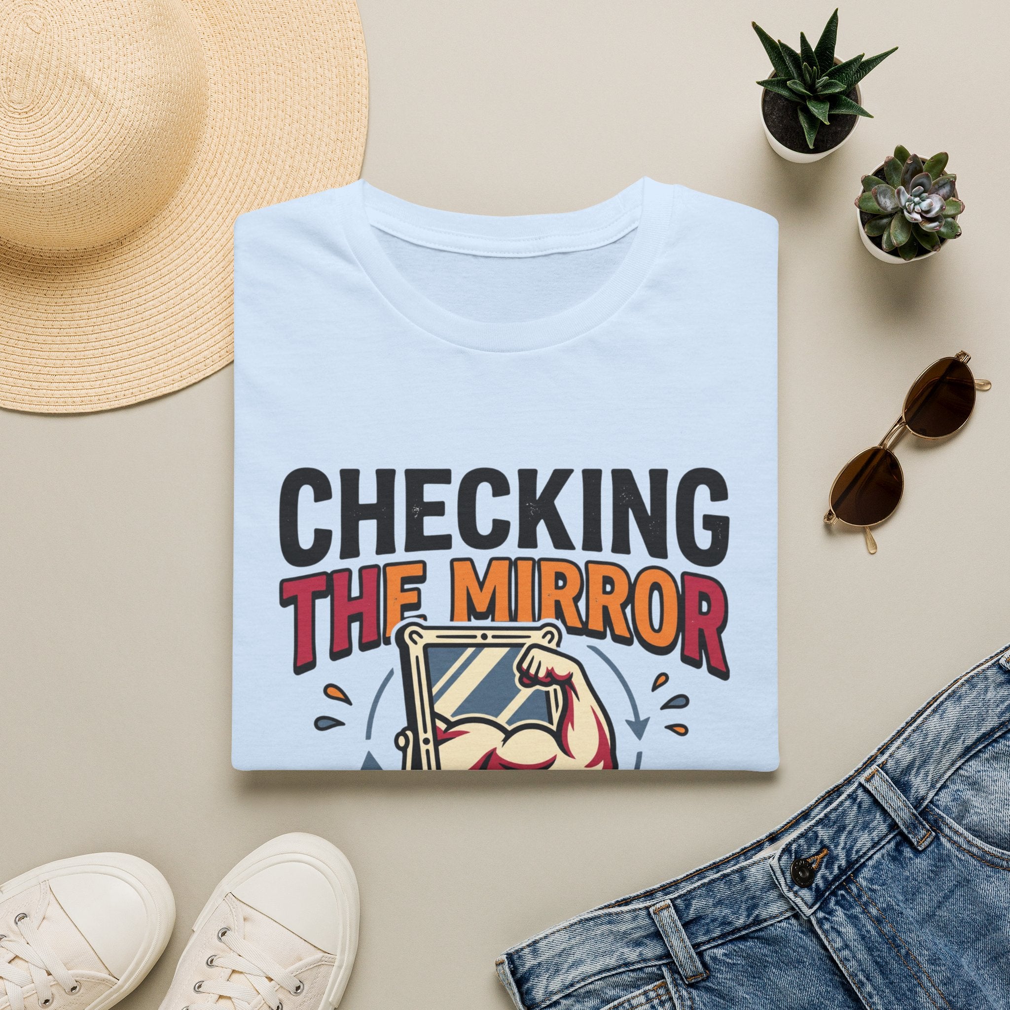 Checking the mirror is my Cardio T-Shirt