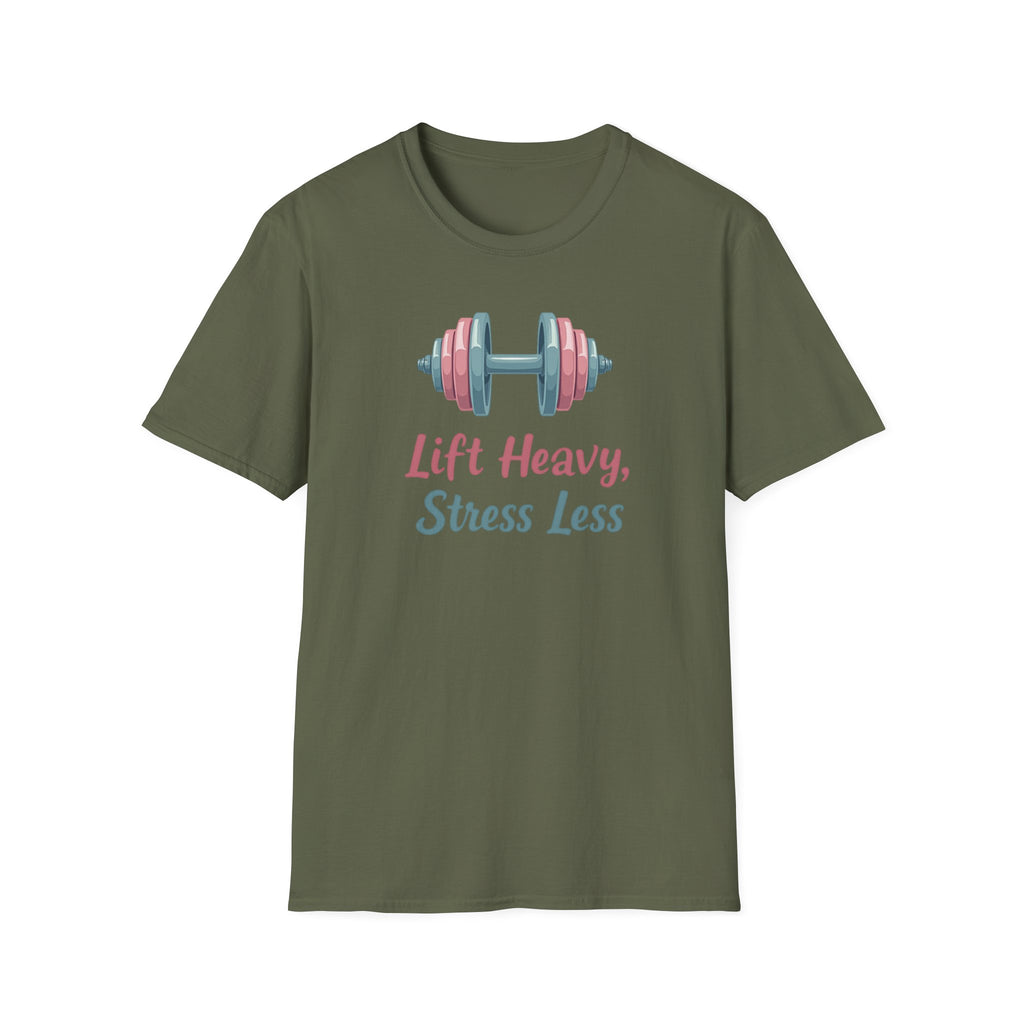 Lift Heavy, Stress Less – Barbell Bliss Edition T-Shirt