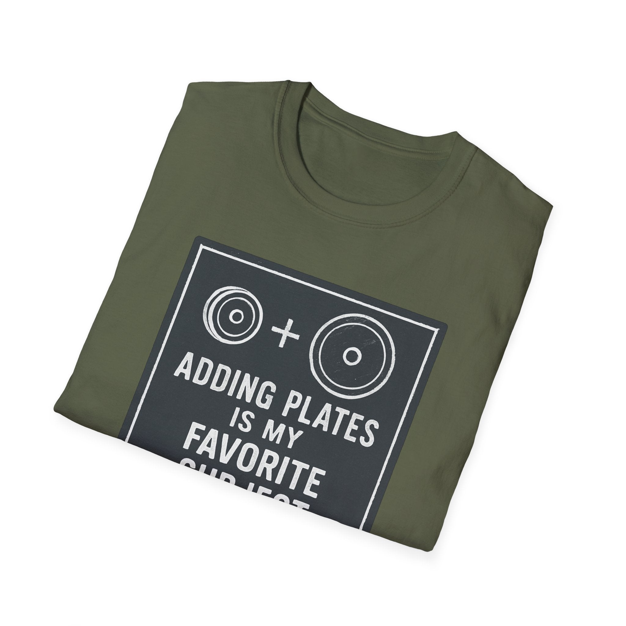 Adding Plates Is My Favorite Subject – Minimal Chalkboard Stylen Tshirt