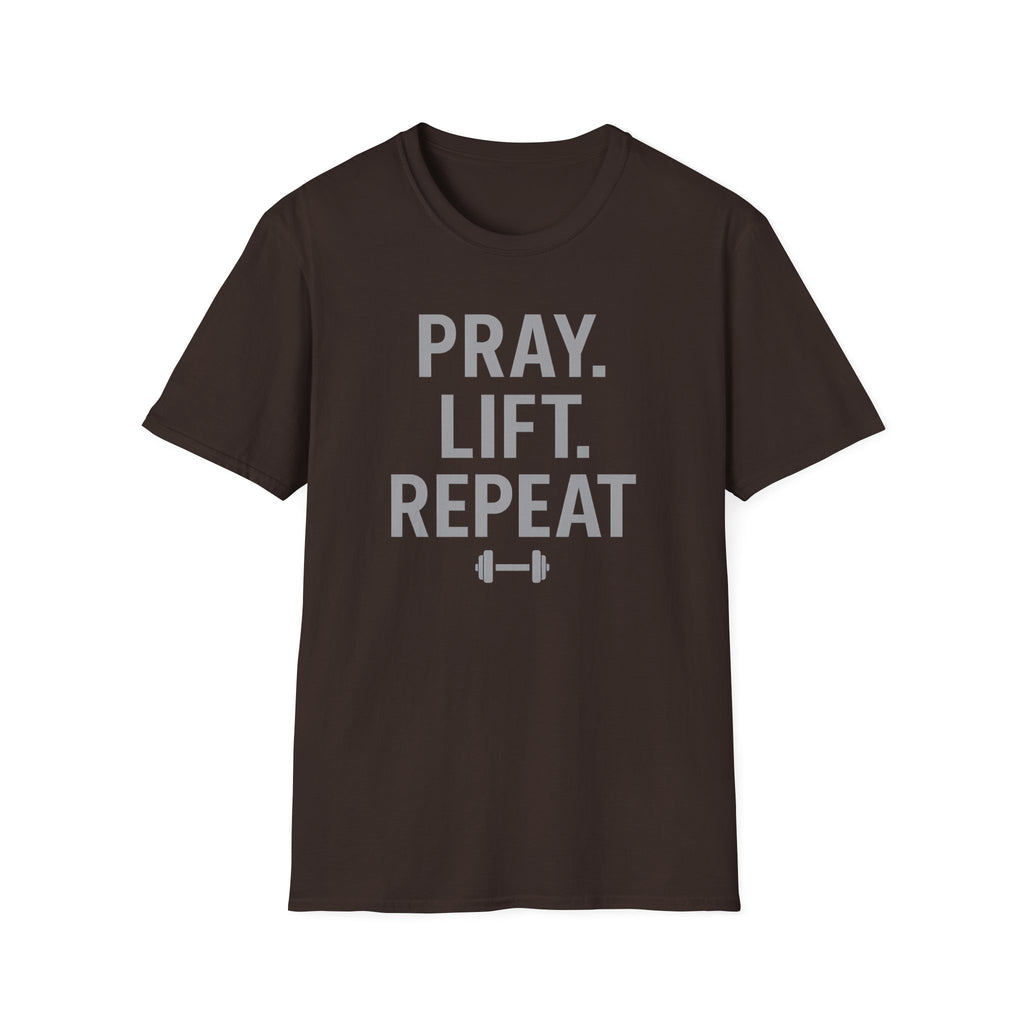 Pray. Lift. Repeat. – Faith and Focus Gym Tshirt