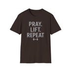 Pray. Lift. Repeat. – Faith and Focus Gym Tshirt