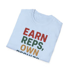 Earn Reps, Own Results – Bold Vintage Typography T-Shirt
