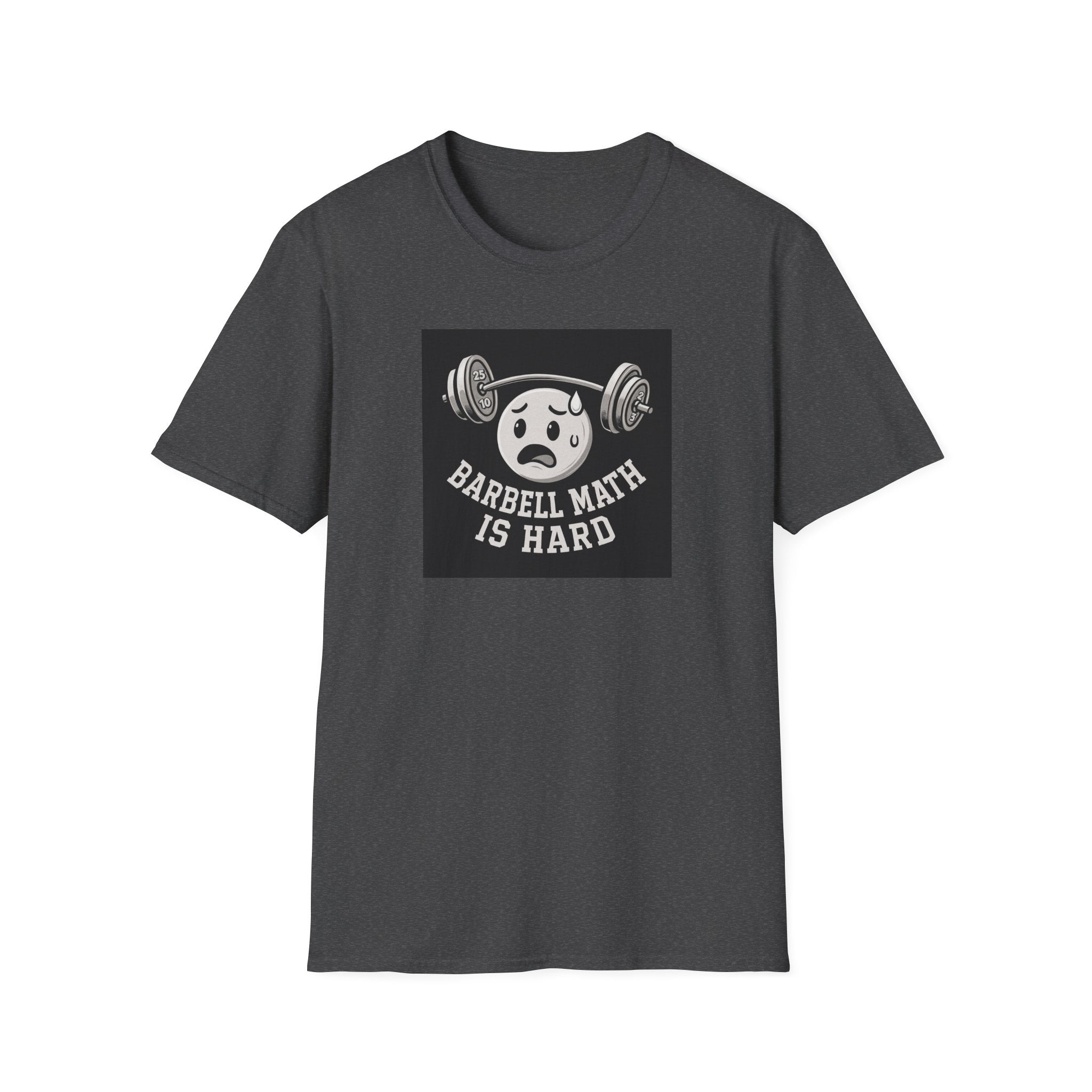 Barbell Math Is Hard – Confused Emoji Gym Tee T-Shirt