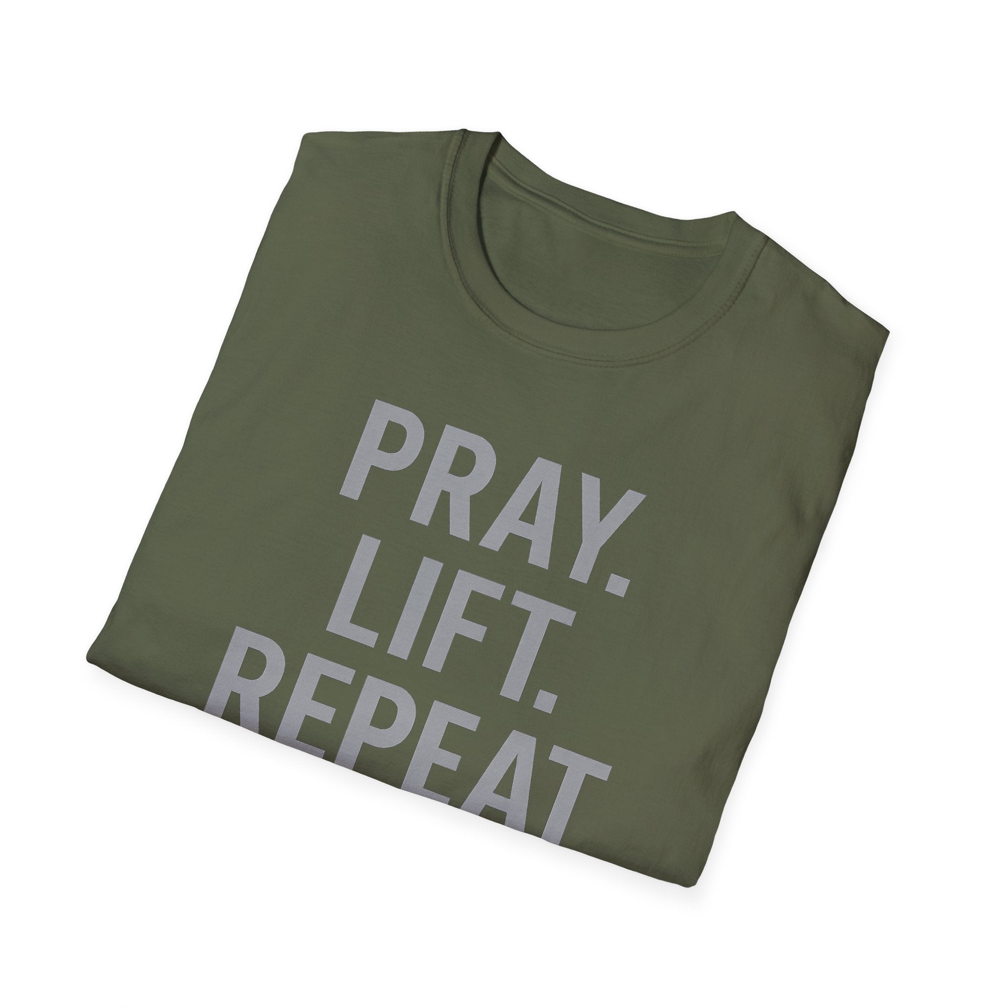 Pray. Lift. Repeat. – Faith and Focus Gym Tshirt