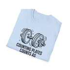 Counting Plates Counts as Cardio – Barbell Humor T-Shirt