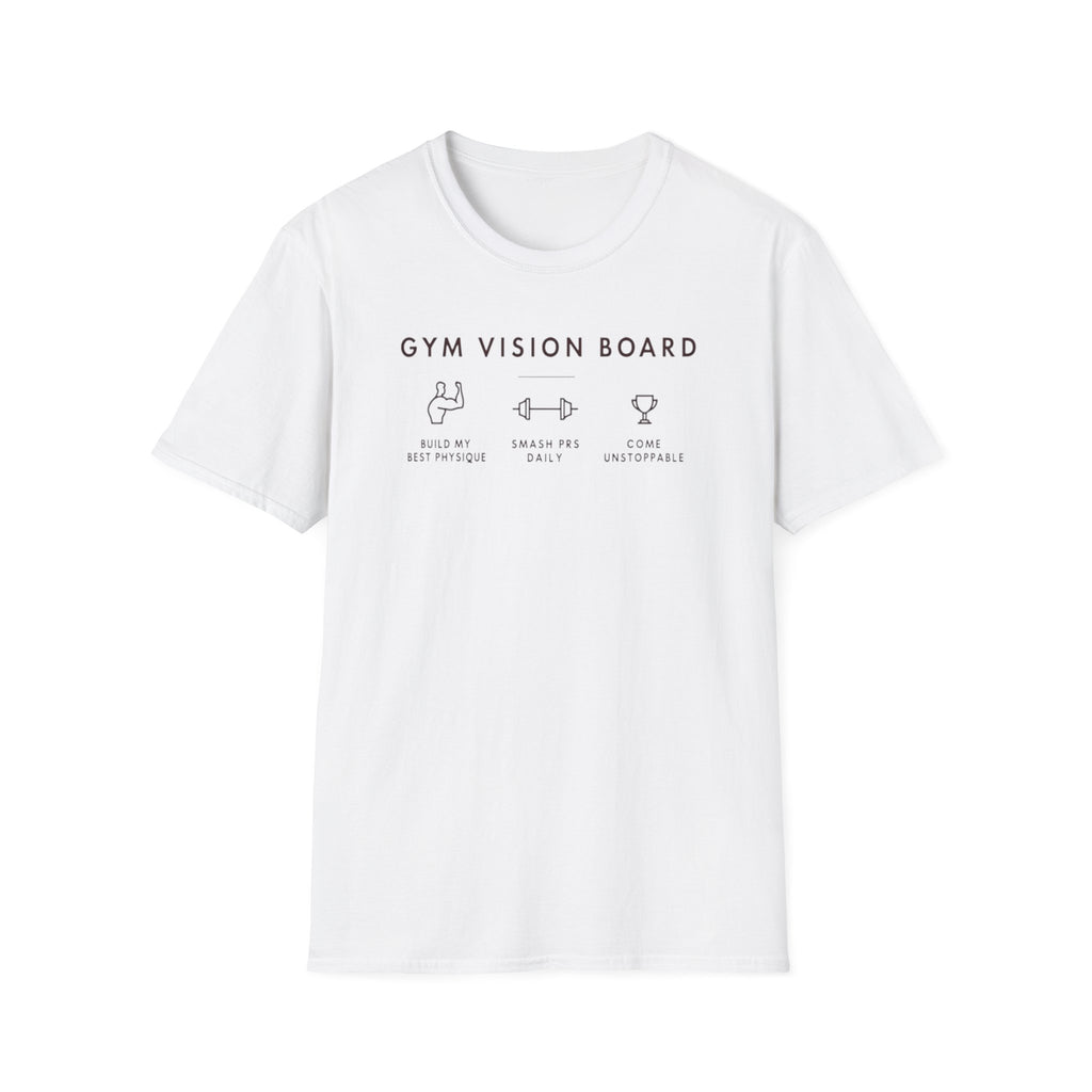 Gym Vision Board – Dark Mode Minimalist T-Shirt