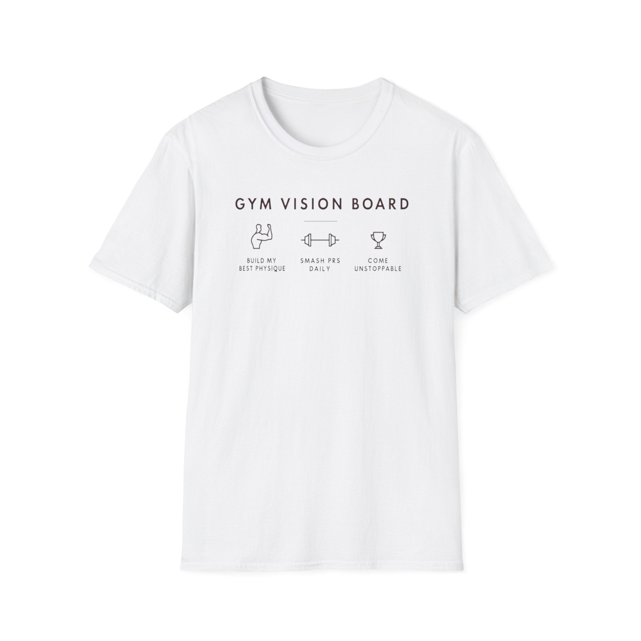 Gym Vision Board – Dark Mode Minimalist T-Shirt