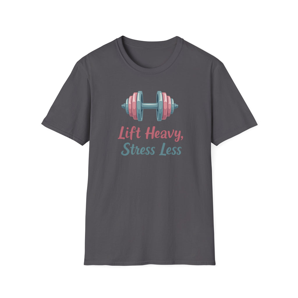 Lift Heavy, Stress Less – Barbell Bliss Edition T-Shirt