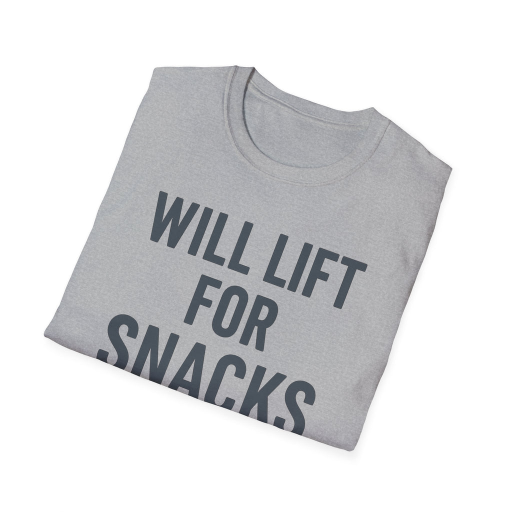 Will Lift for Snacks – Distressed Gym Humor Tshirt