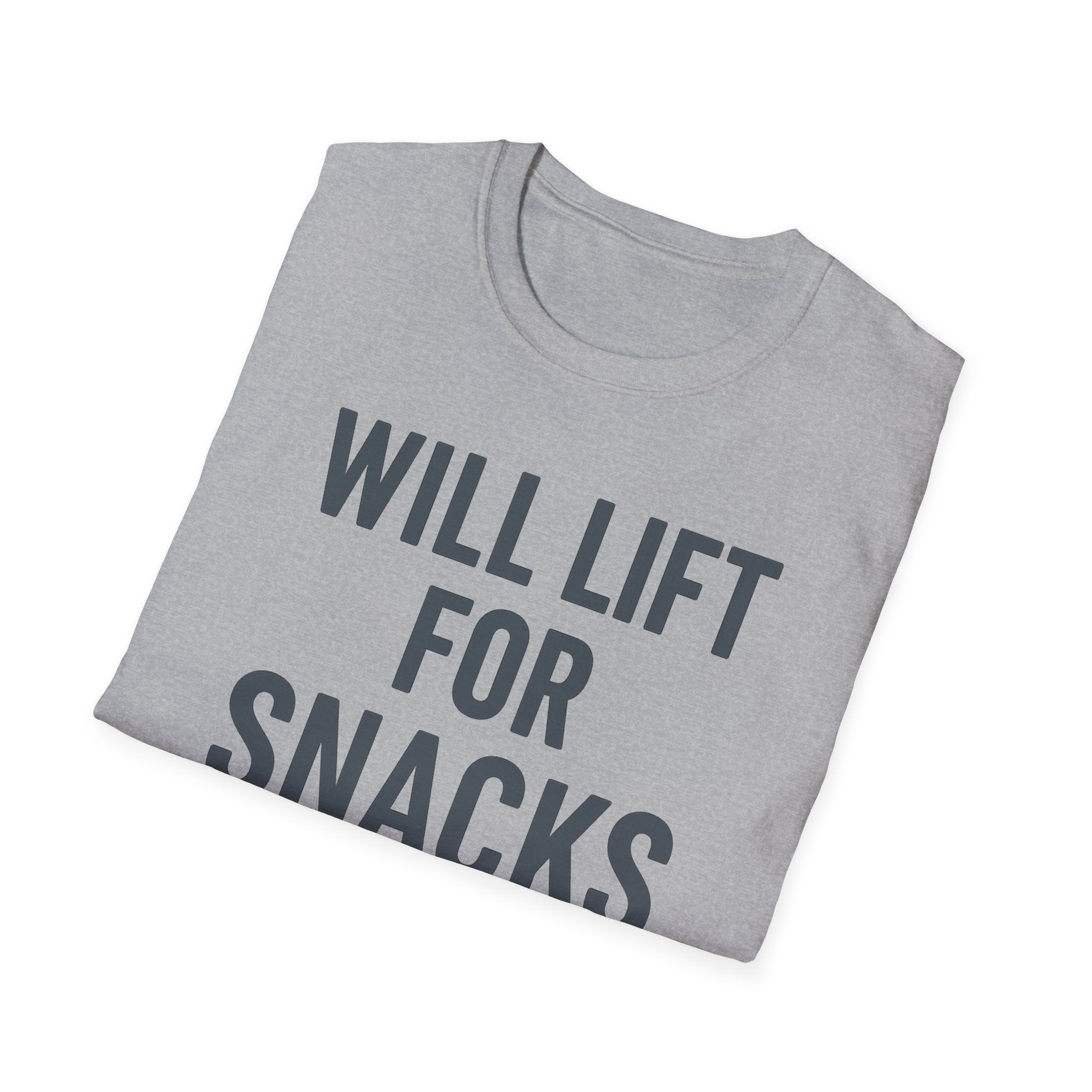 Will Lift for Snacks – Distressed Gym Humor Tshirt
