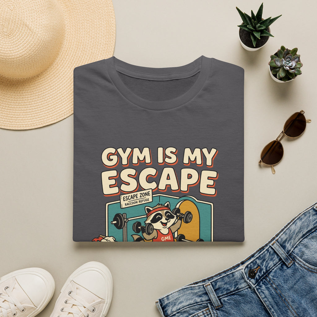 Gym is my escape - Racoon humorous T-Shirt