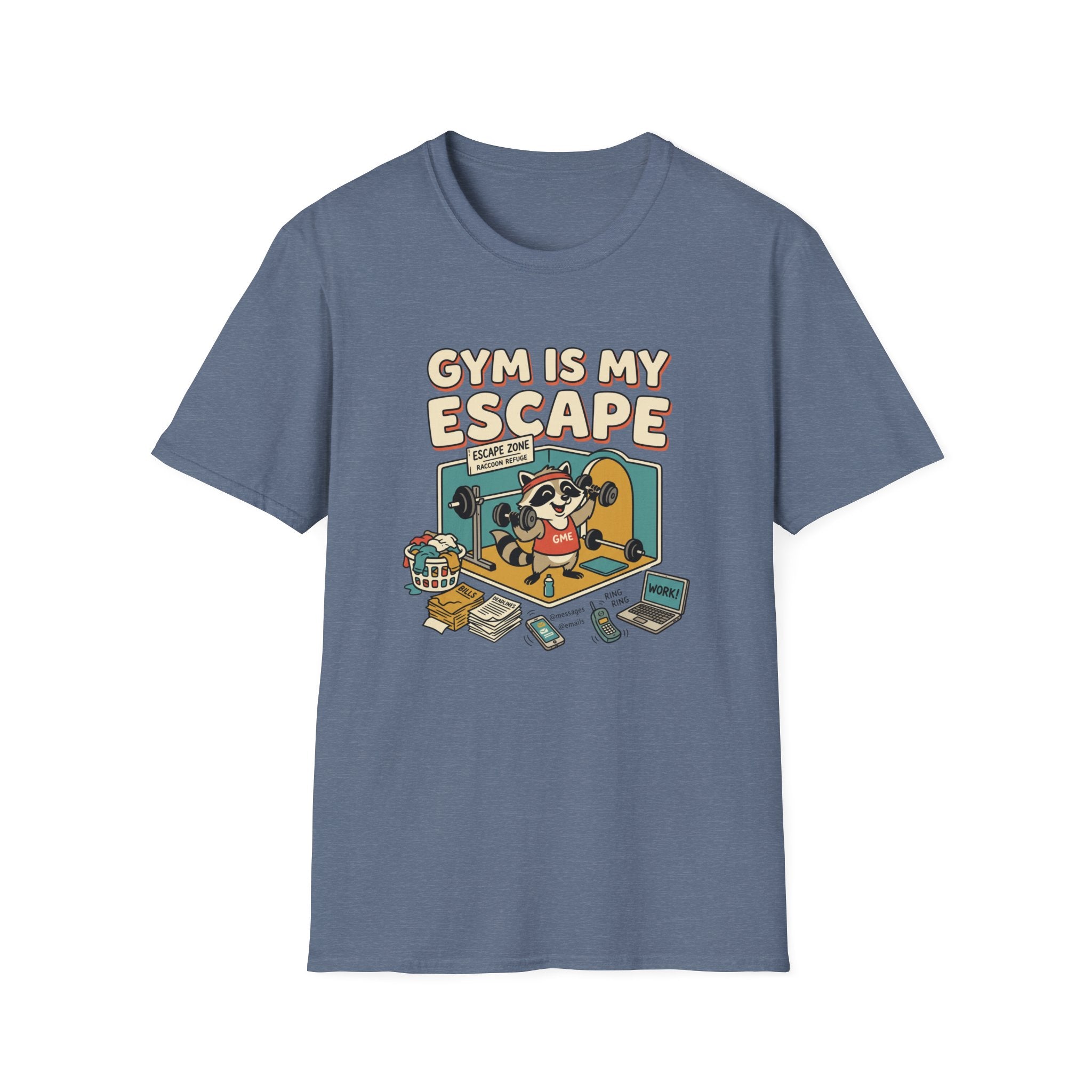 Gym is my escape - Racoon humorous T-Shirt