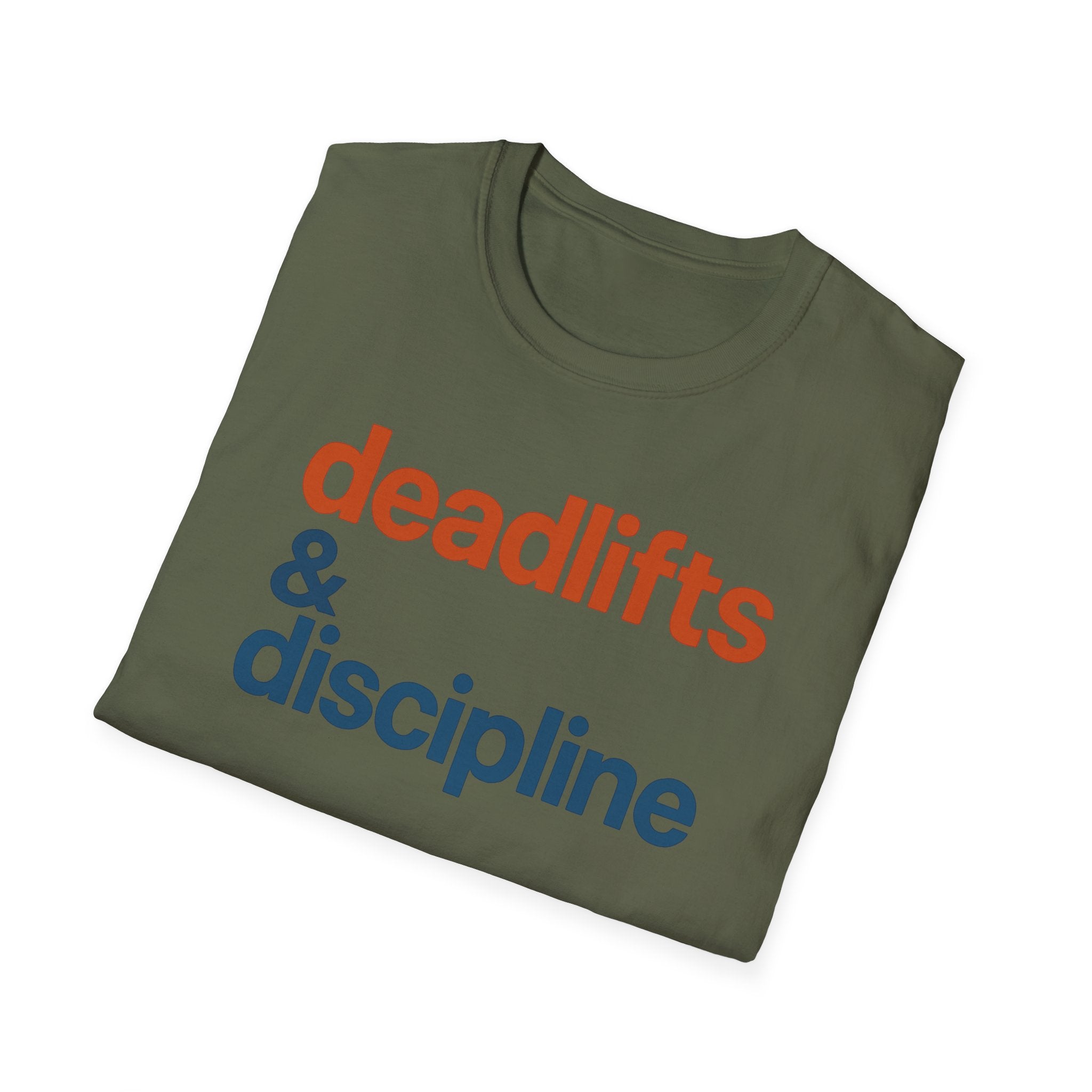 Deadlifts & Discipline – Bold Gym Typography T-Shirt