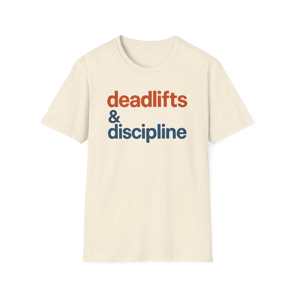 Deadlifts & Discipline – Bold Gym Typography T-Shirt