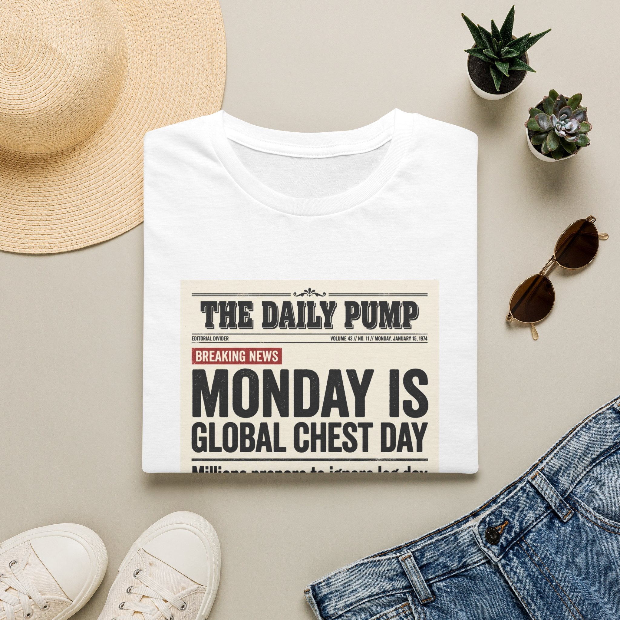 Monday is Global chest day - News style T-Shirt