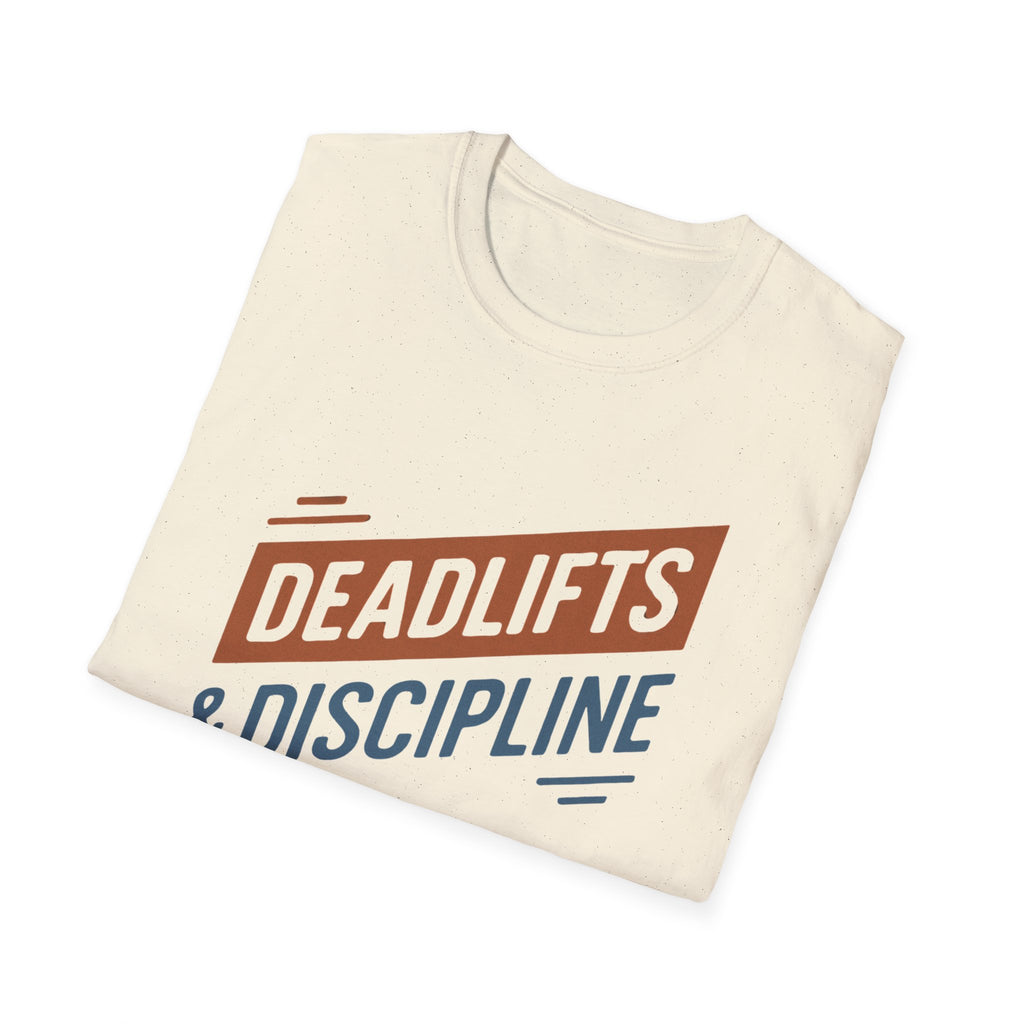 Deadlifts & Discipline – Dynamic Duo-Tone Banner T-Shirt