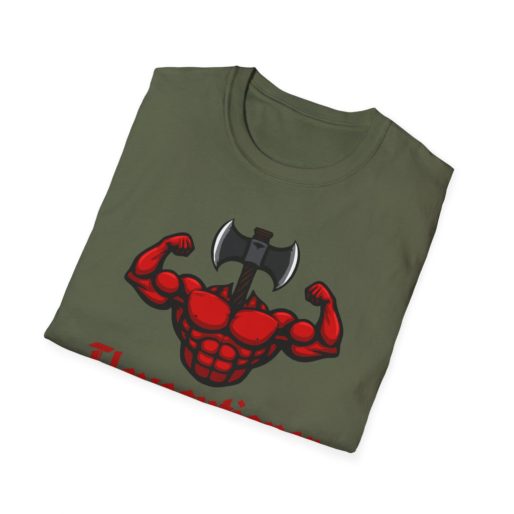 Flexecutioner – Muscular Axe Warrior Emblem T-Shirt