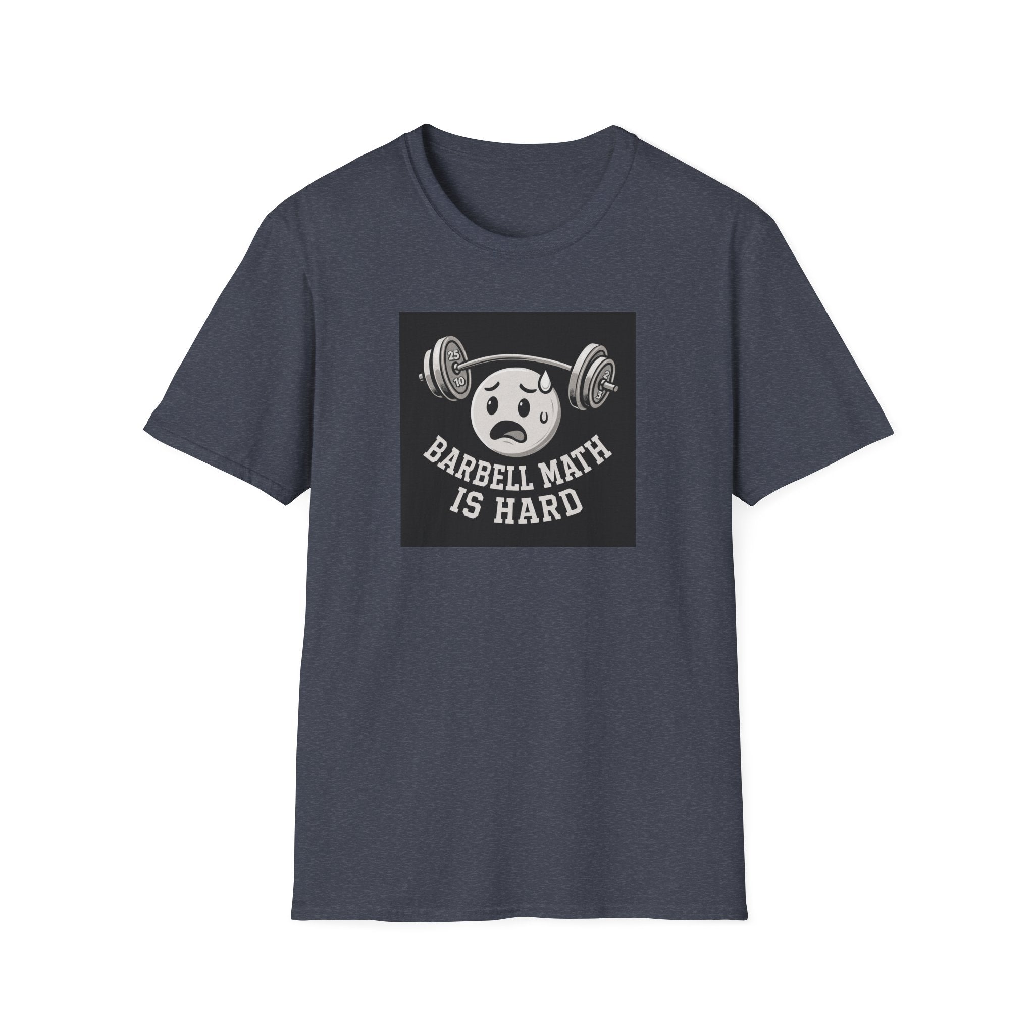 Barbell Math Is Hard – Confused Emoji Gym Tee T-Shirt