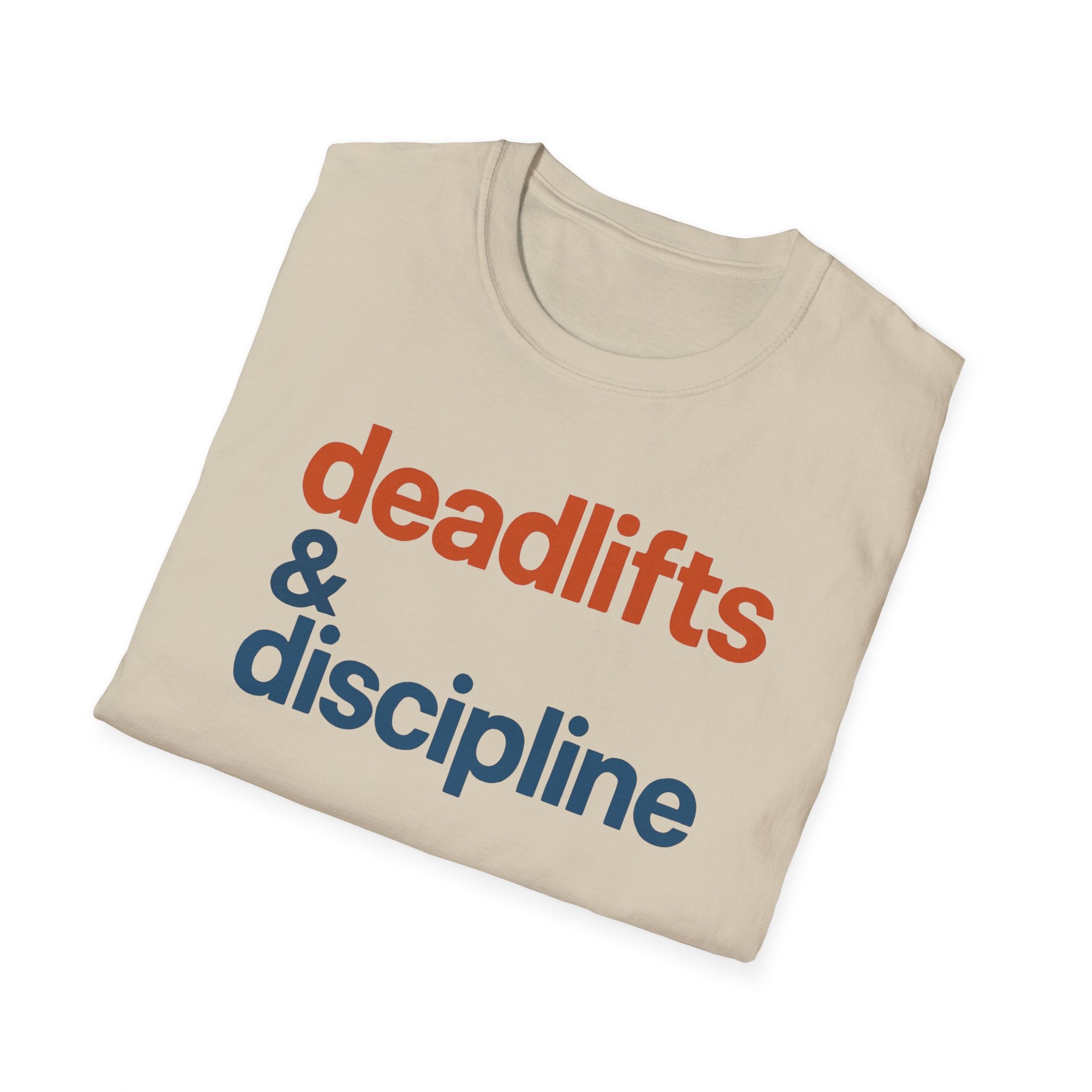 Deadlifts & Discipline – Bold Gym Typography T-Shirt