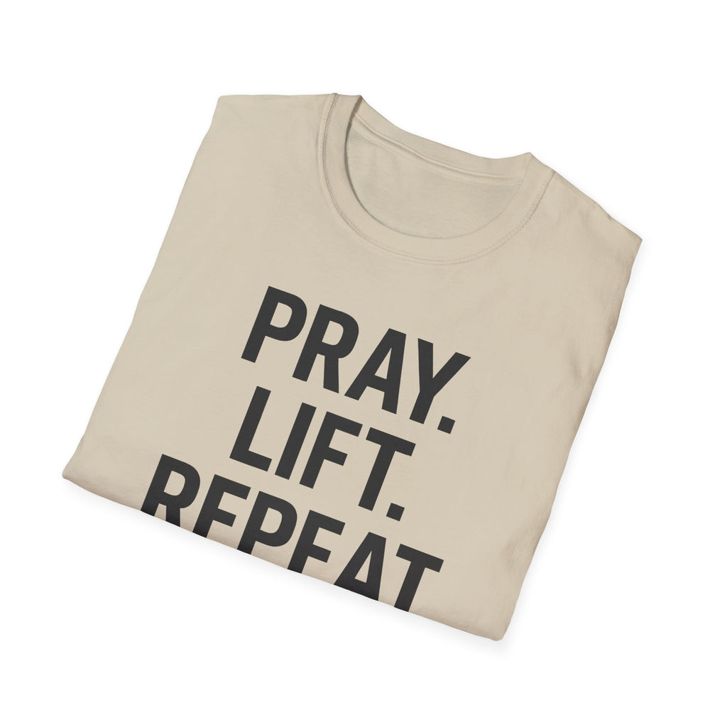 Pray. Lift. Repeat. – Faith and Focus Gym Tshirt