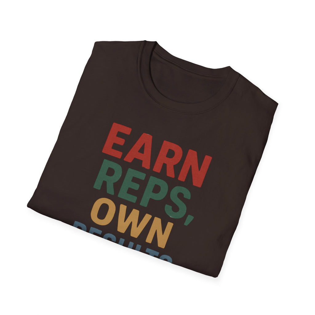 Earn Reps, Own Results – Bold Vintage Typography T-Shirt