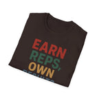 Earn Reps, Own Results – Bold Vintage Typography T-Shirt
