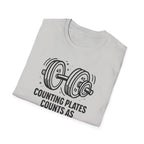 Counting Plates Counts as Cardio – Barbell Humor T-Shirt