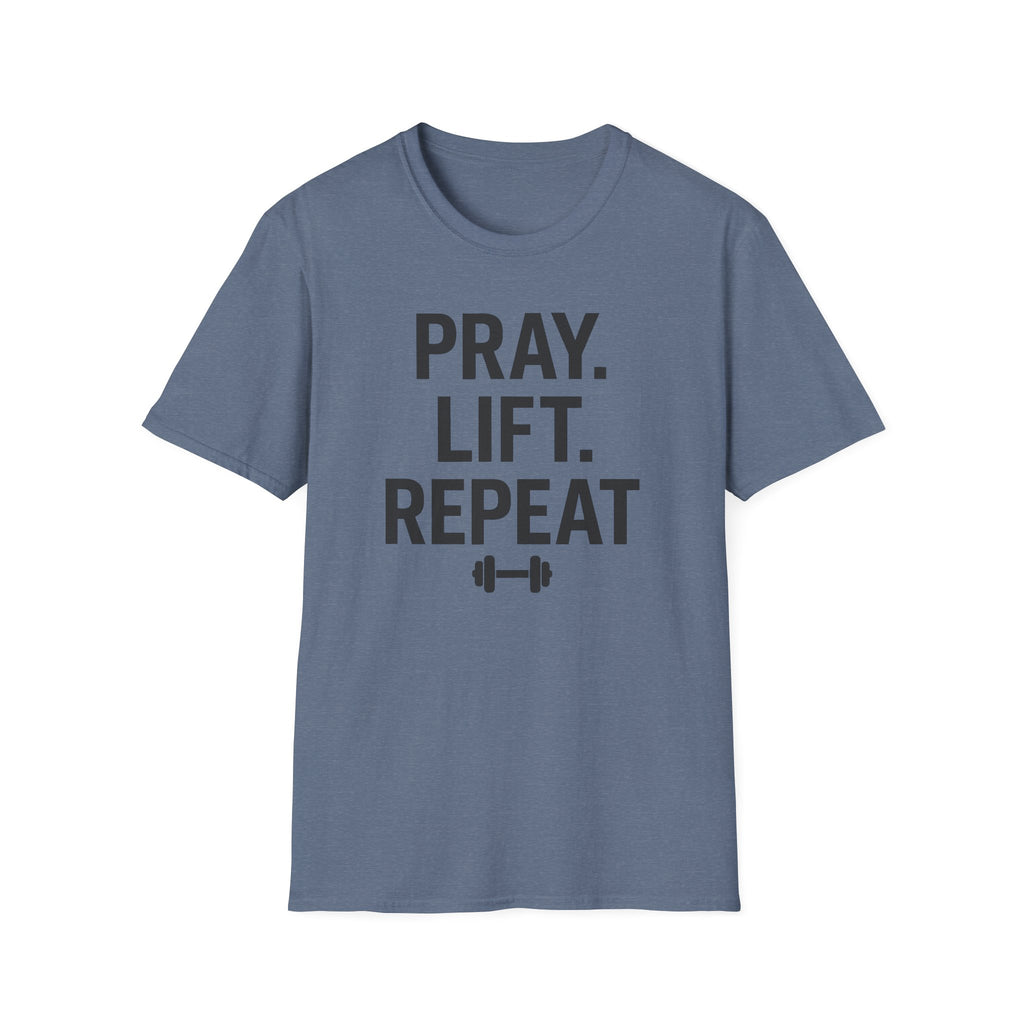 Pray. Lift. Repeat. – Faith and Focus Gym Tshirt