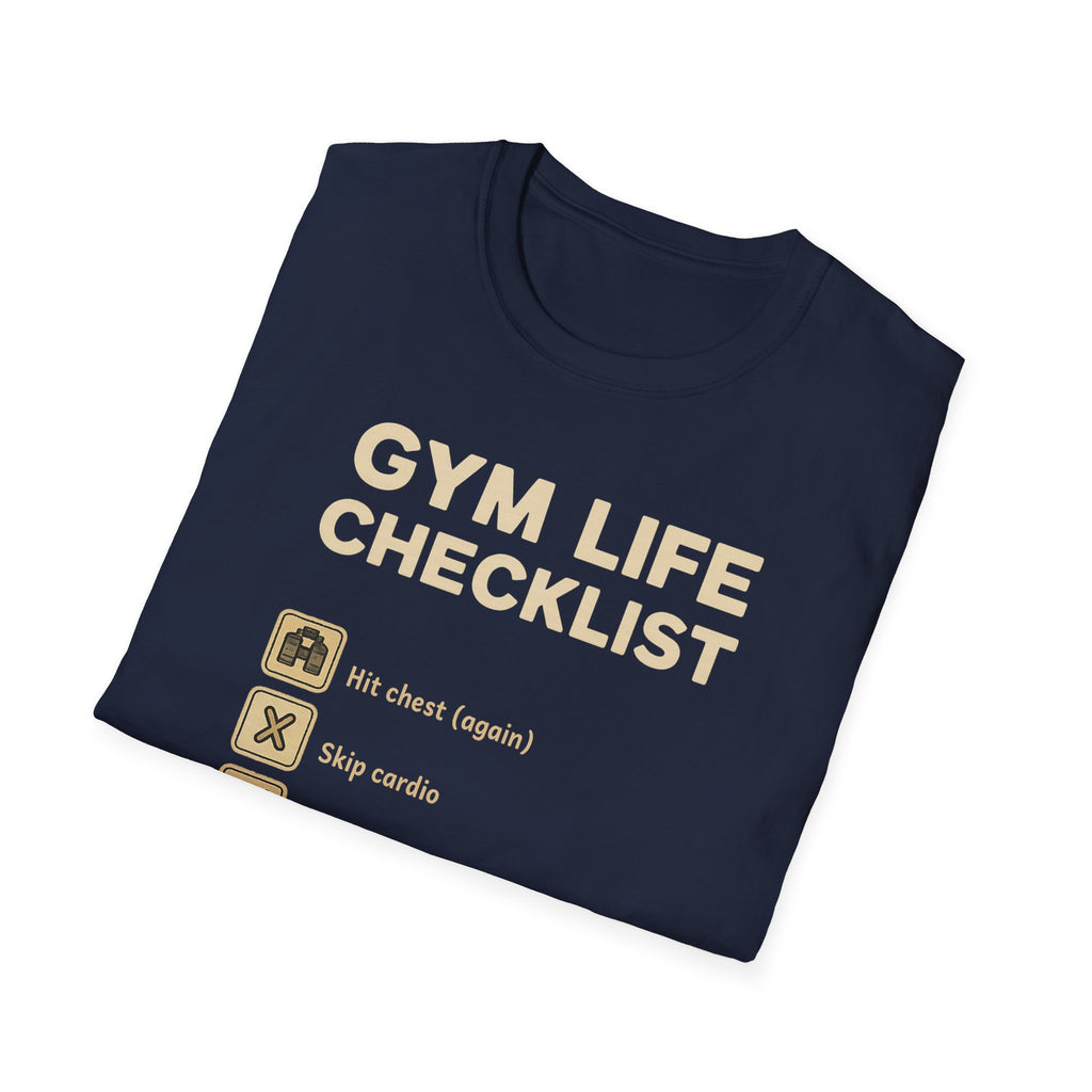 Gym Life Checklist – Satirical Edition T-Shirt