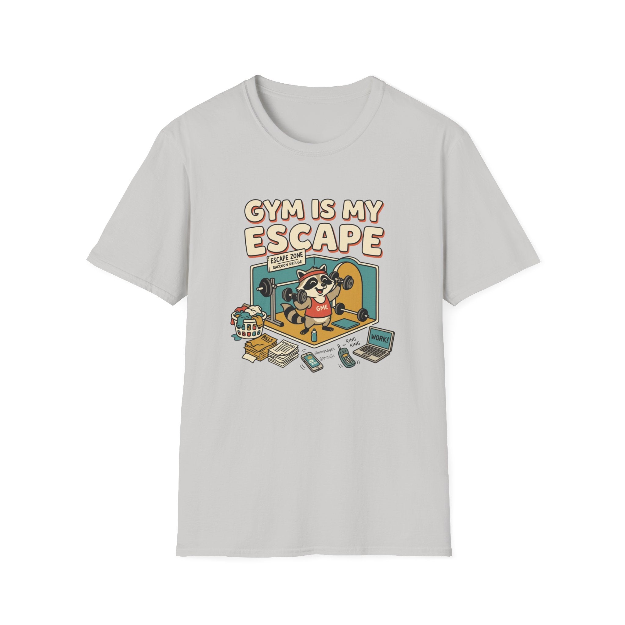 Gym is my escape - Racoon humorous T-Shirt