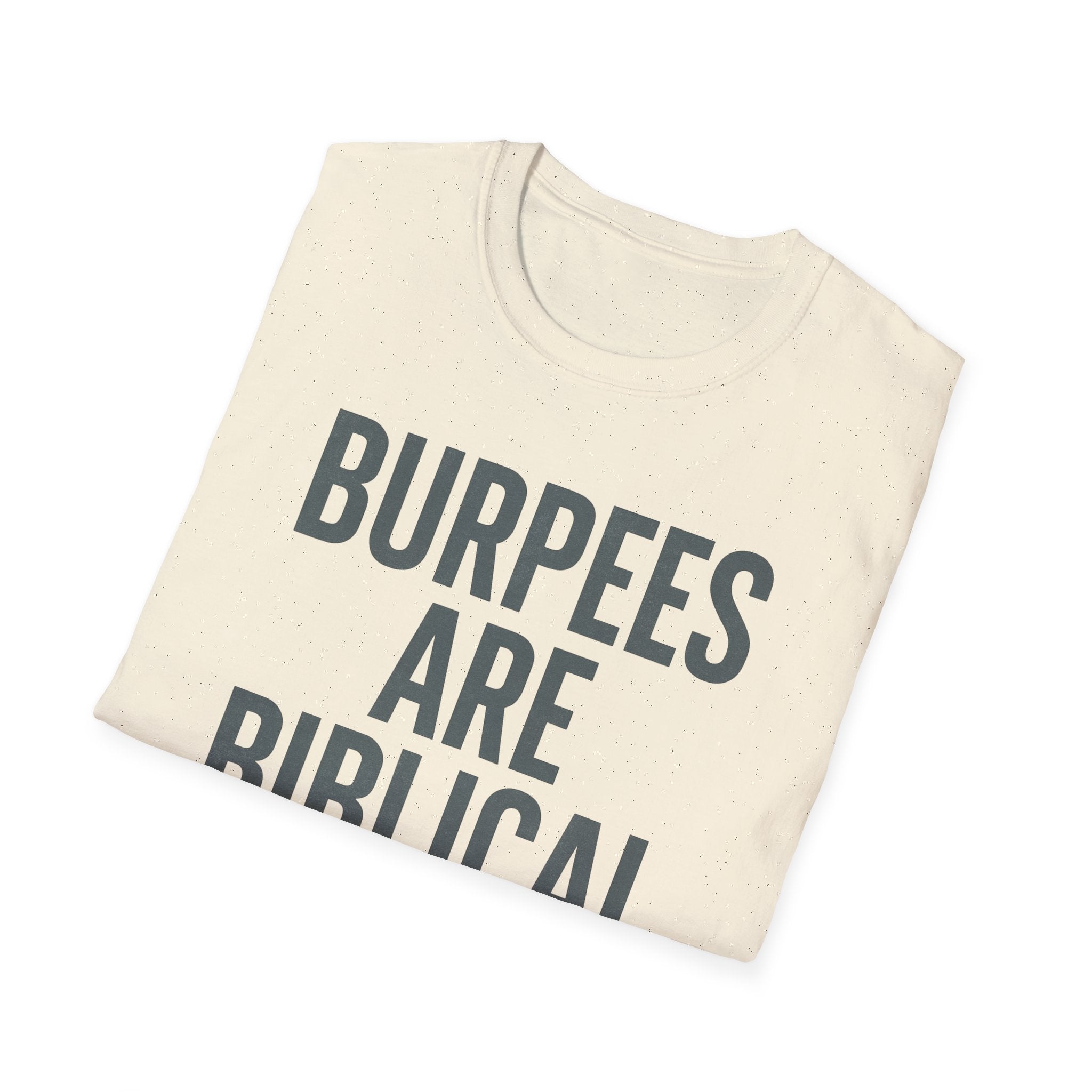 Burpees Are Biblical – Stone-Gray Statement Tshirt