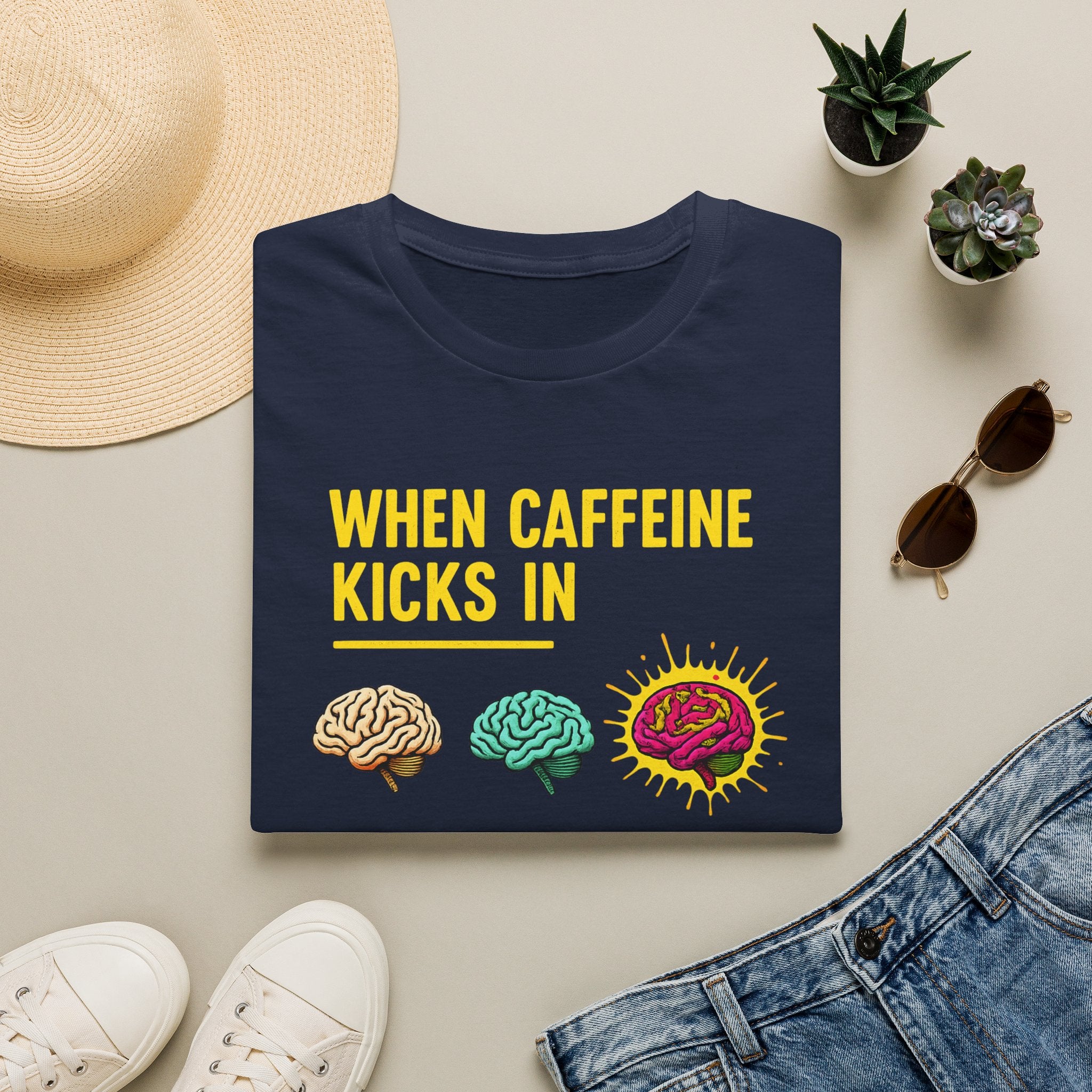 When Caffeine Kicks In Dark edition – Comic Pop Brain Burst T-Shirt
