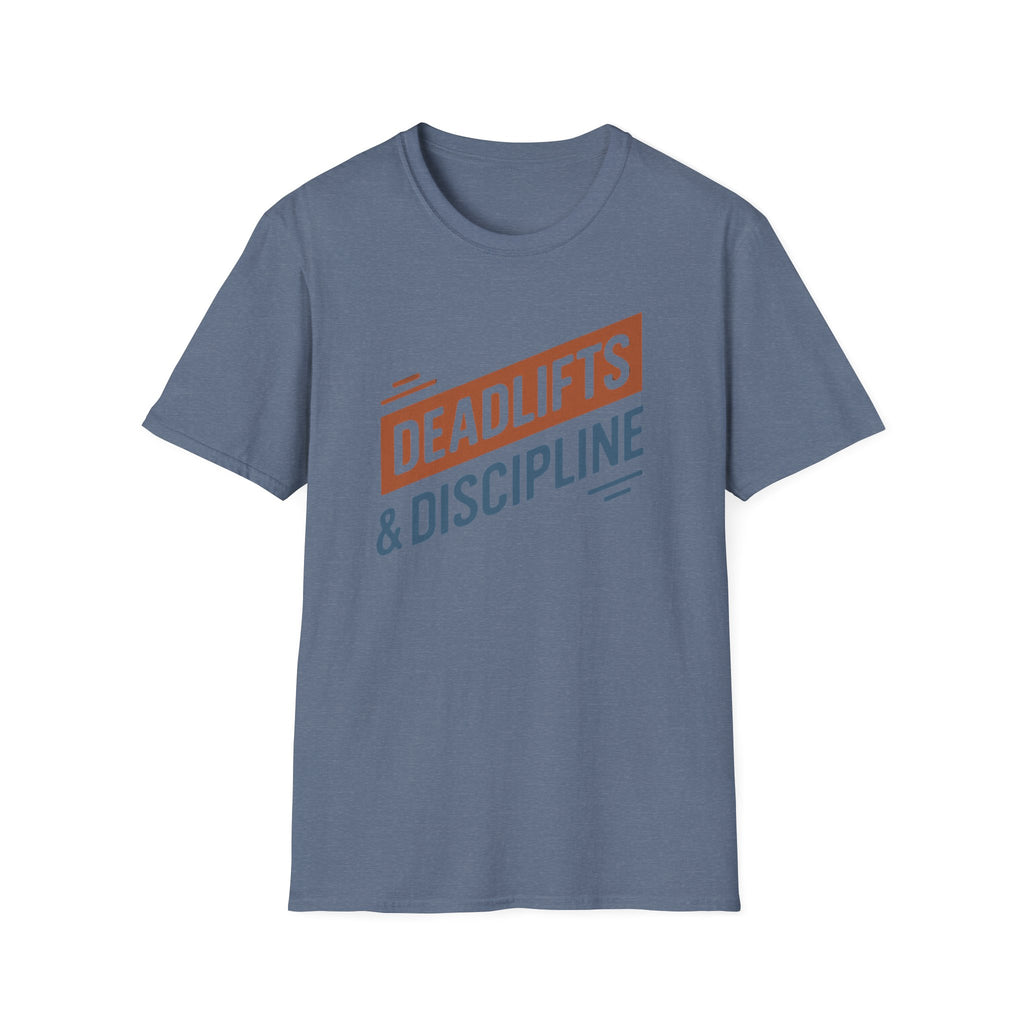 Deadlifts & Discipline – Dynamic Duo-Tone Banner T-Shirt