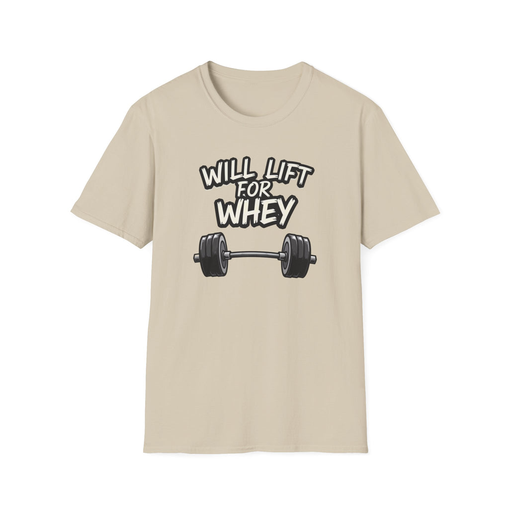 Will Lift for Whey – Monochrome Barbell Edition T-Shirt