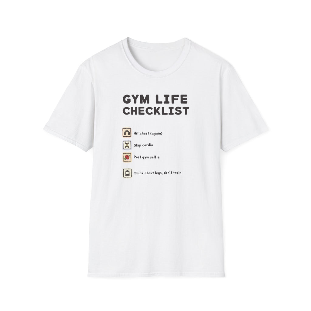 Gym Life Checklist – Satirical Edition T-Shirt