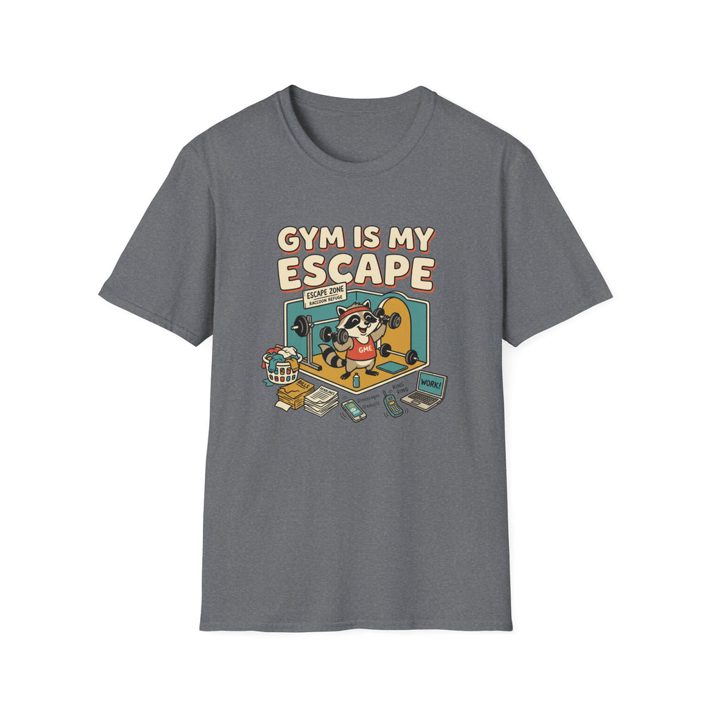Gym is my escape - Racoon humorous T-Shirt