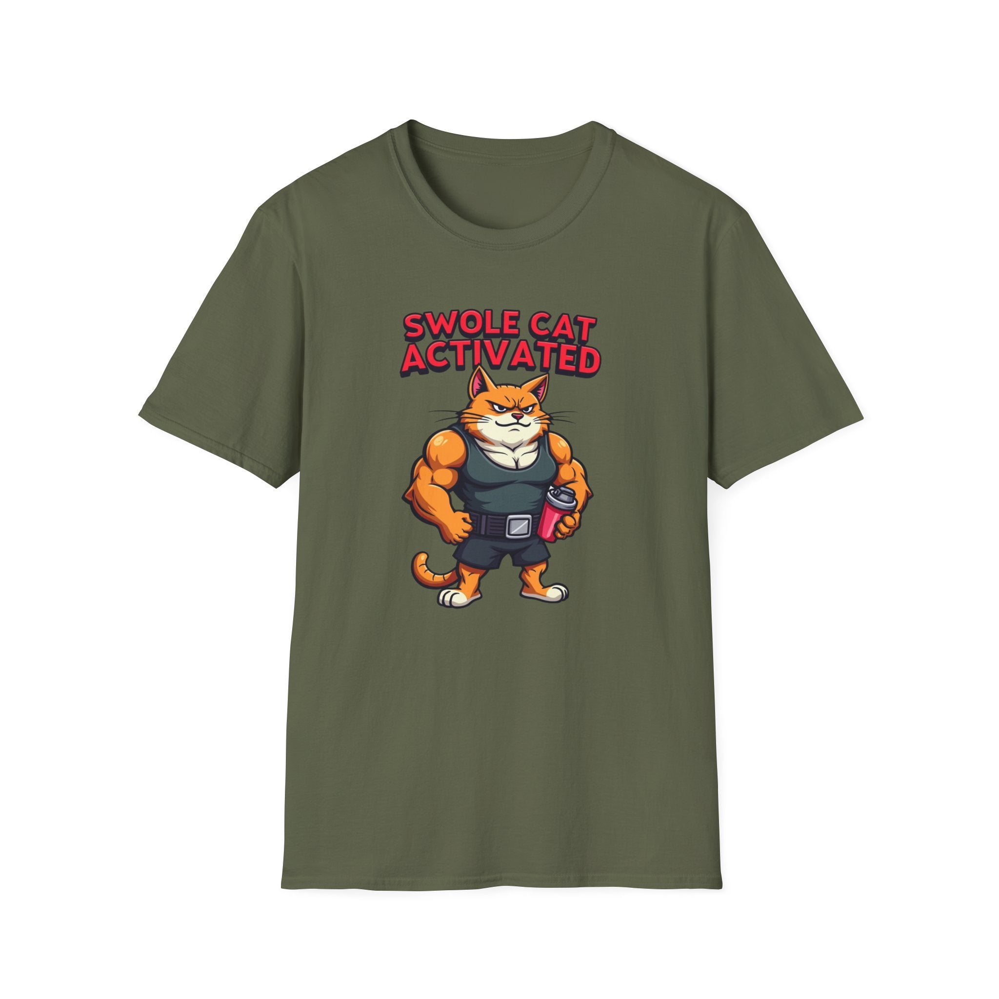 Swole Cat Activated – Pre-Workout Pouncer Edition T-Shirt