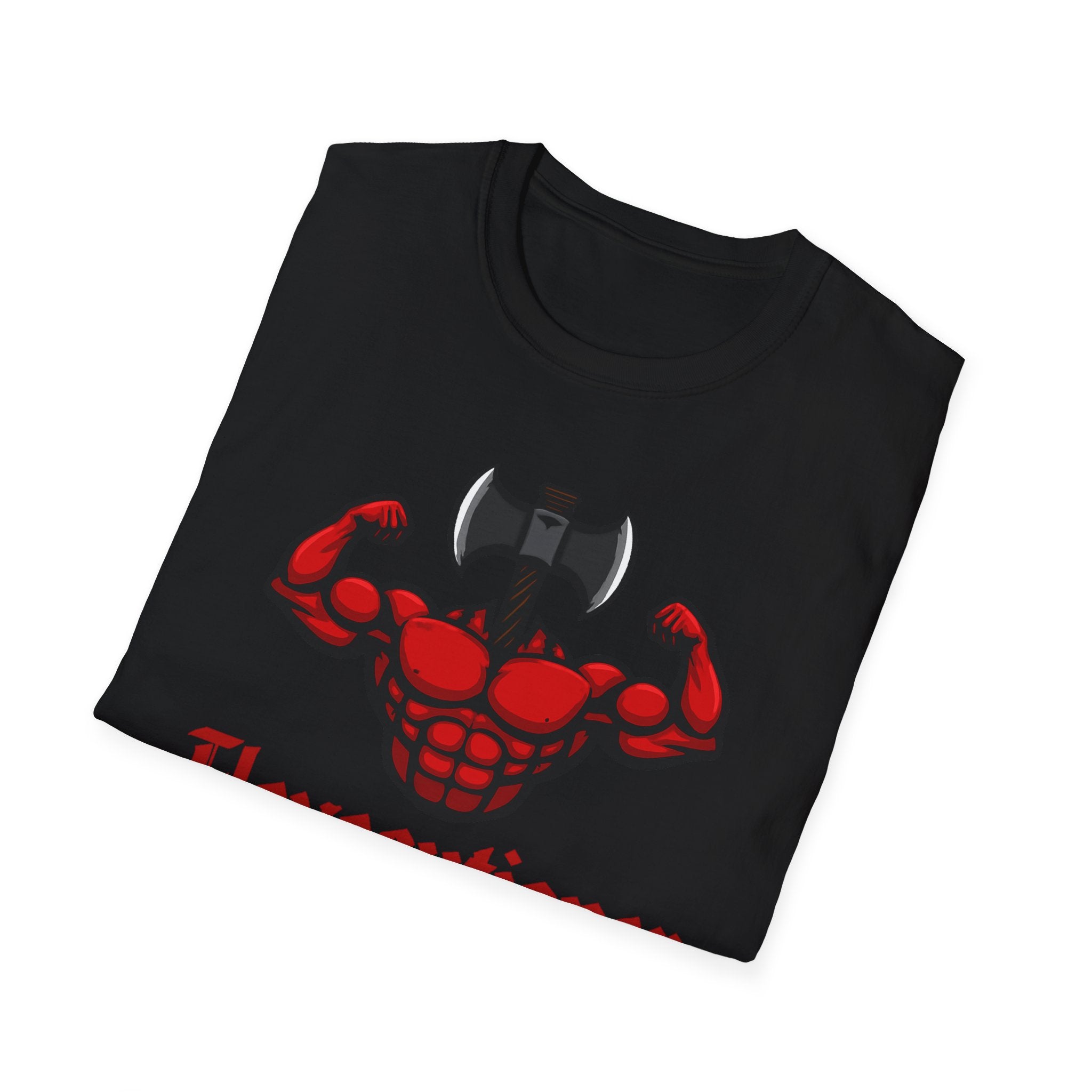 Flexecutioner – Muscular Axe Warrior Emblem T-Shirt