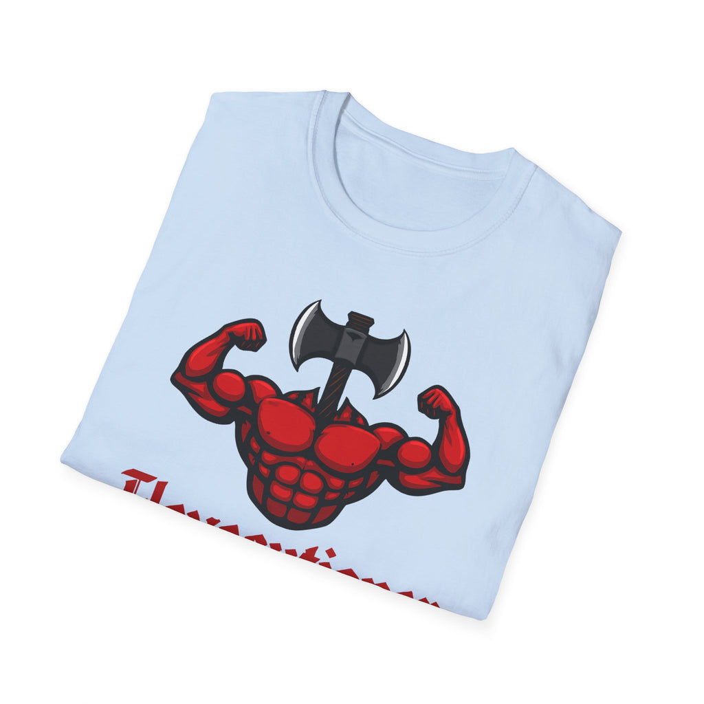 Flexecutioner – Muscular Axe Warrior Emblem T-Shirt