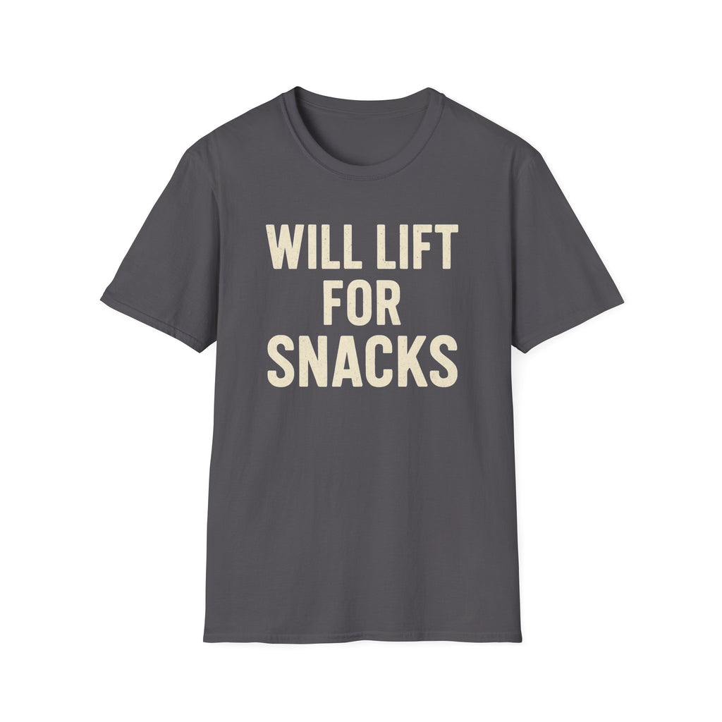 Will Lift for Snacks – Distressed Gym Humor Tshirt