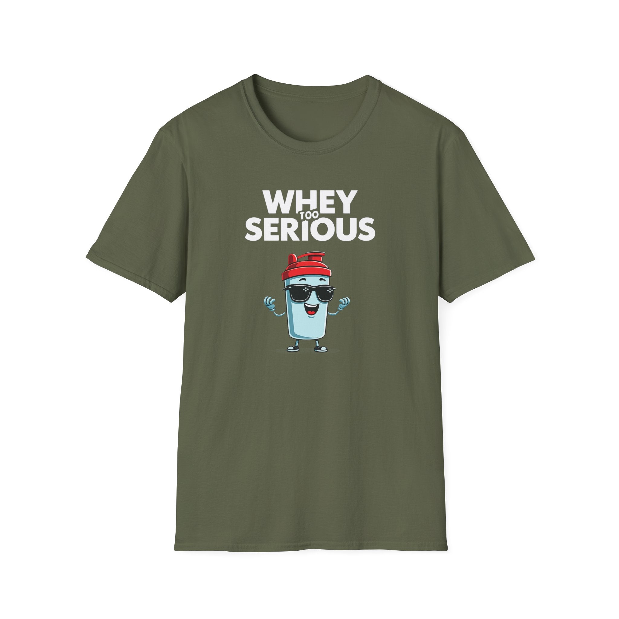 Whey Too Serious – Cartoon Shaker Edition T-Shirt