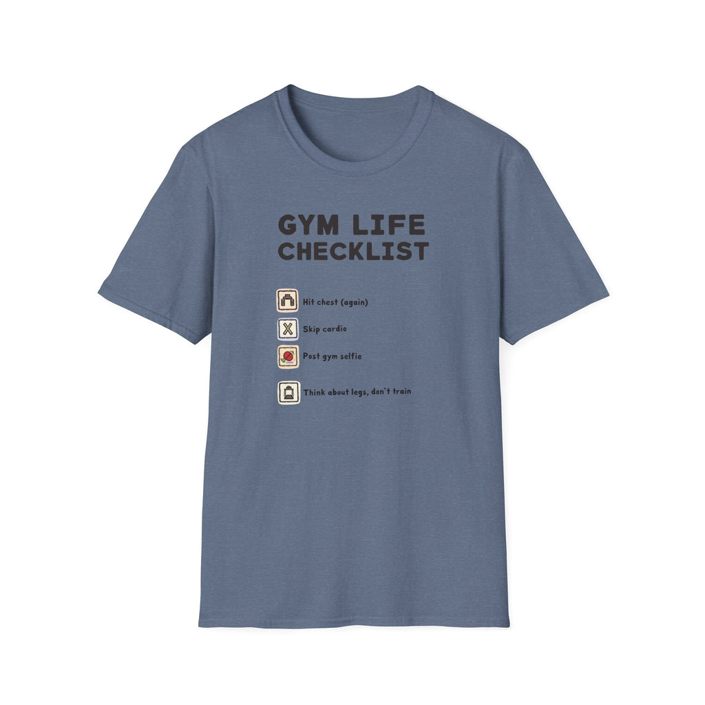 Gym Life Checklist – Satirical Edition T-Shirt