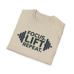 Lift Strong – Focus. Lift. Repeat. T-Shirt