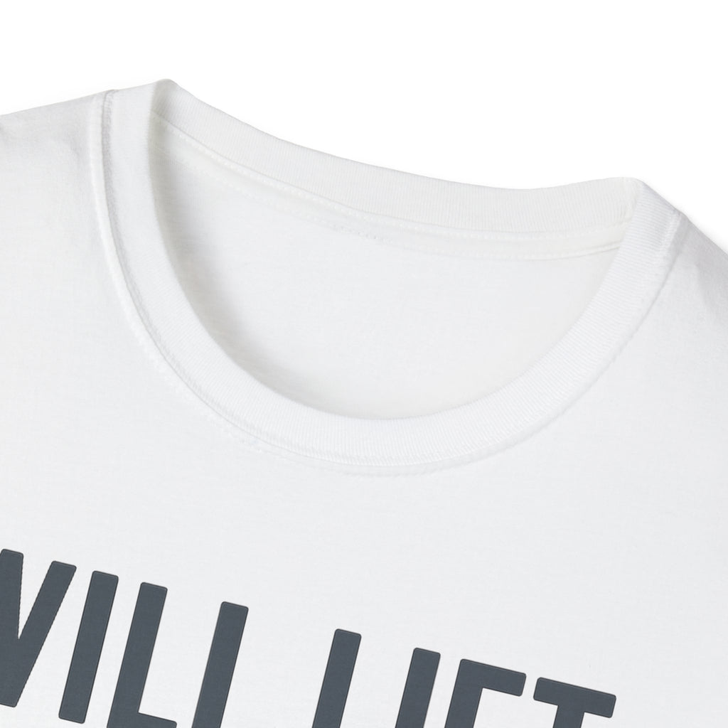 Will Lift for Snacks – Distressed Gym Humor Tshirt