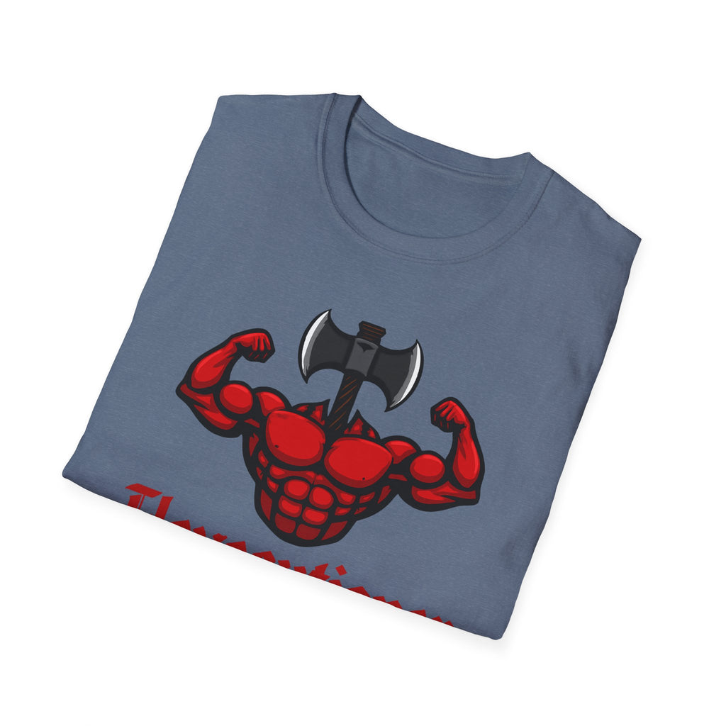 Flexecutioner – Muscular Axe Warrior Emblem T-Shirt