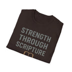 Strength Through Scripture – Bold Faith & Fitness Statement Tshirt