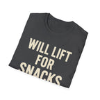 Will Lift for Snacks – Distressed Gym Humor Tshirt