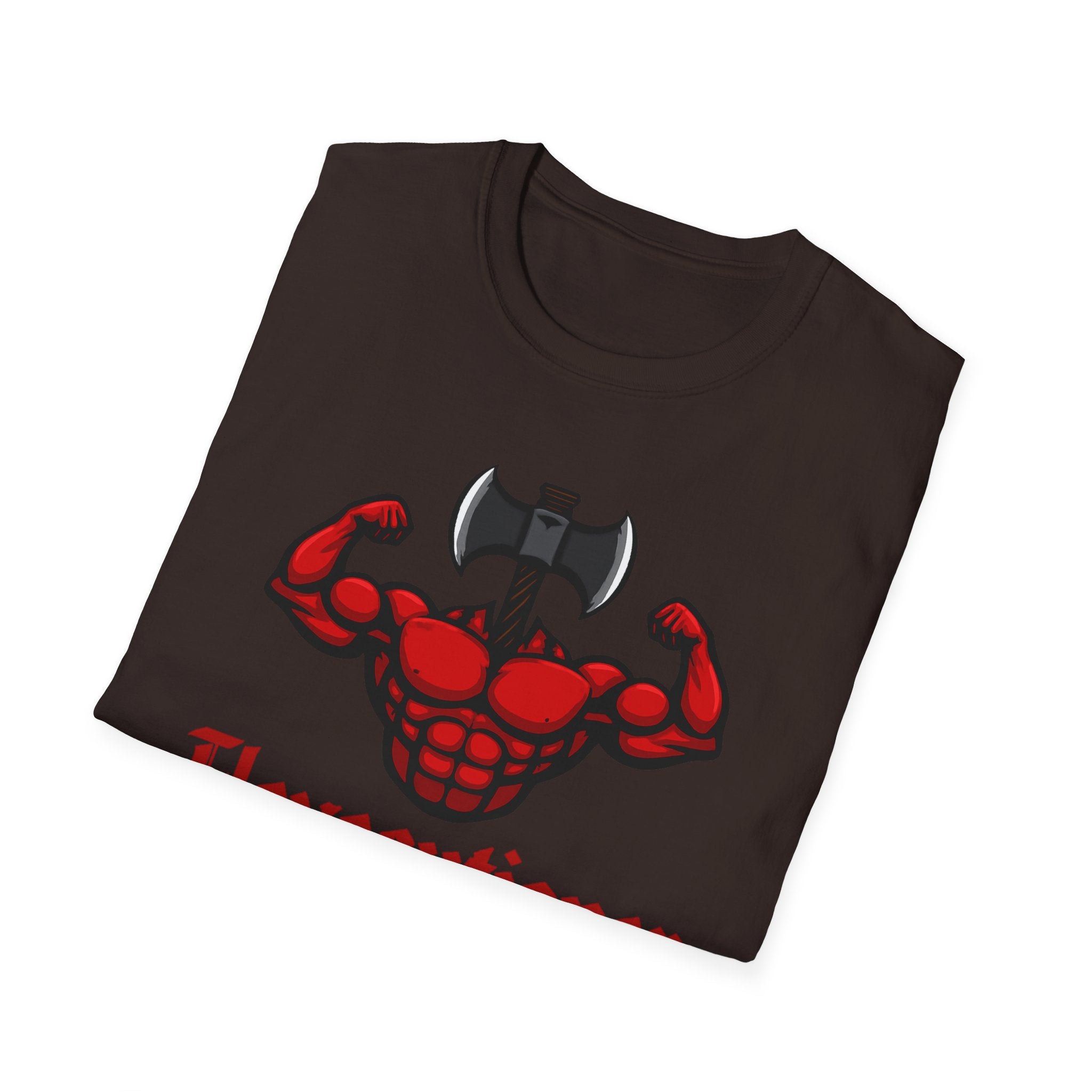 Flexecutioner – Muscular Axe Warrior Emblem T-Shirt