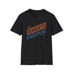 Deadlifts & Discipline – Dynamic Duo-Tone Banner T-Shirt