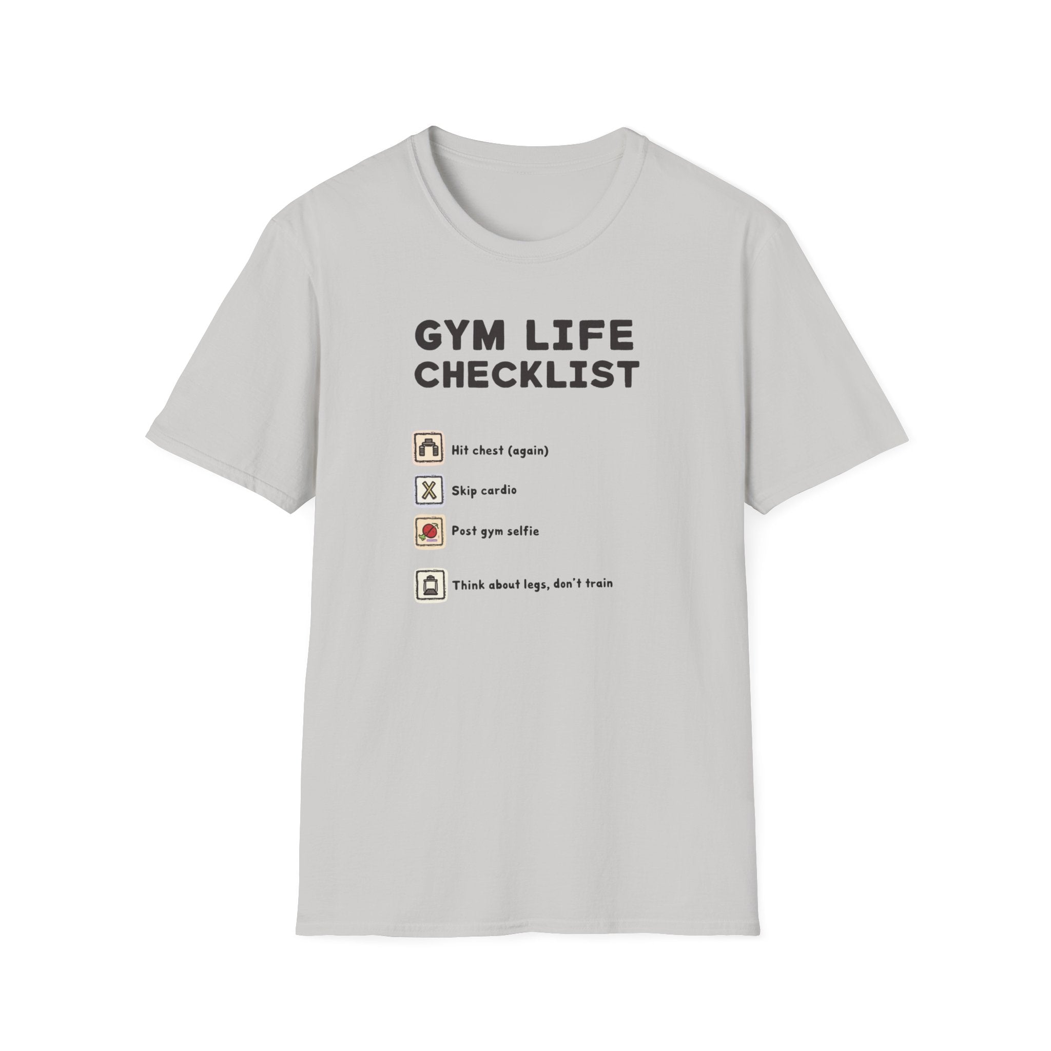 Gym Life Checklist – Satirical Edition T-Shirt